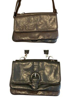 Mark. Convertible Shoulder 2 in 1 Bag Flips Brown/Black Adjustable‎ Strap 227R